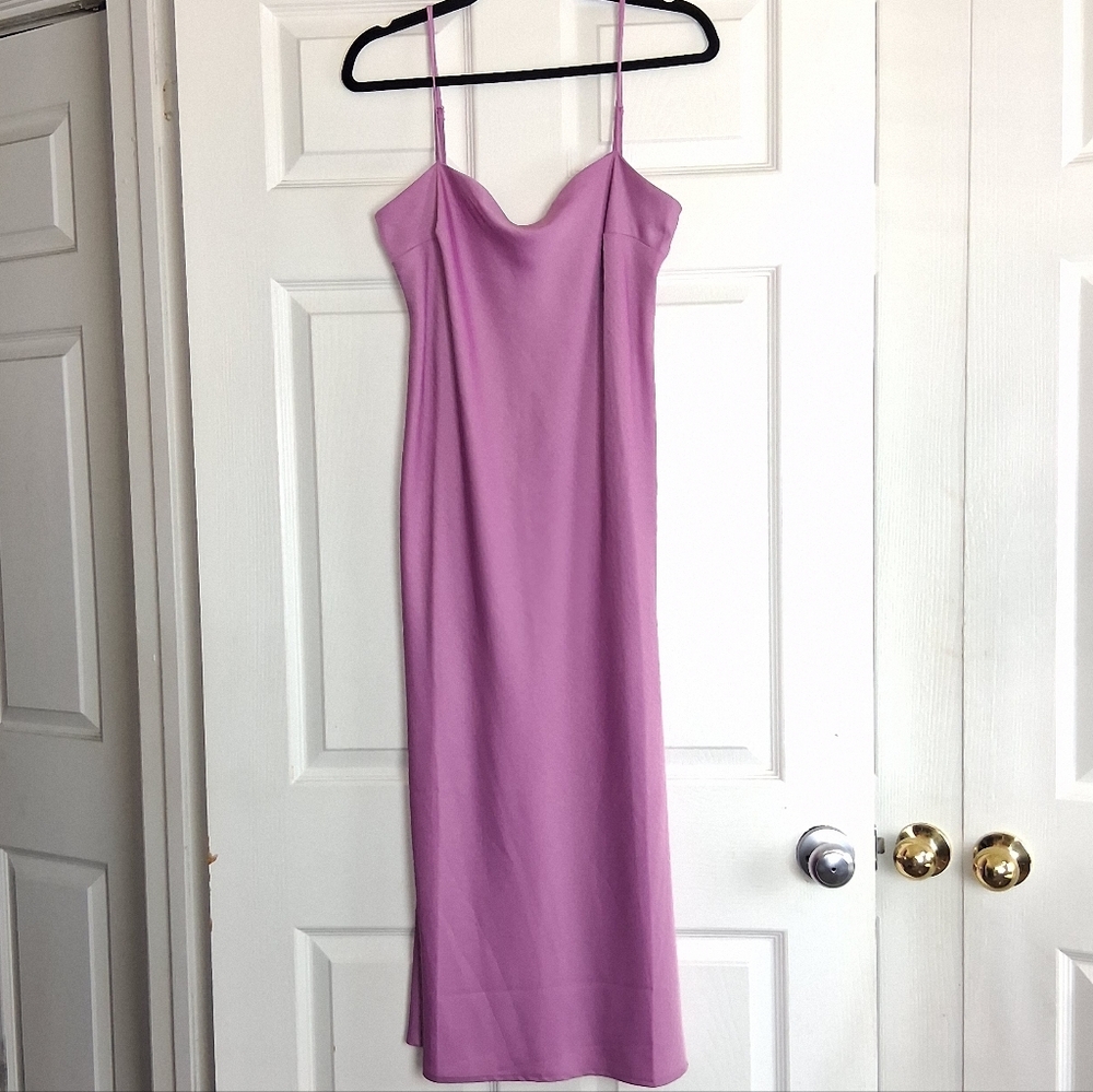 A New Day Pink Satin Spaghetti Strap Maxi Slip Dress